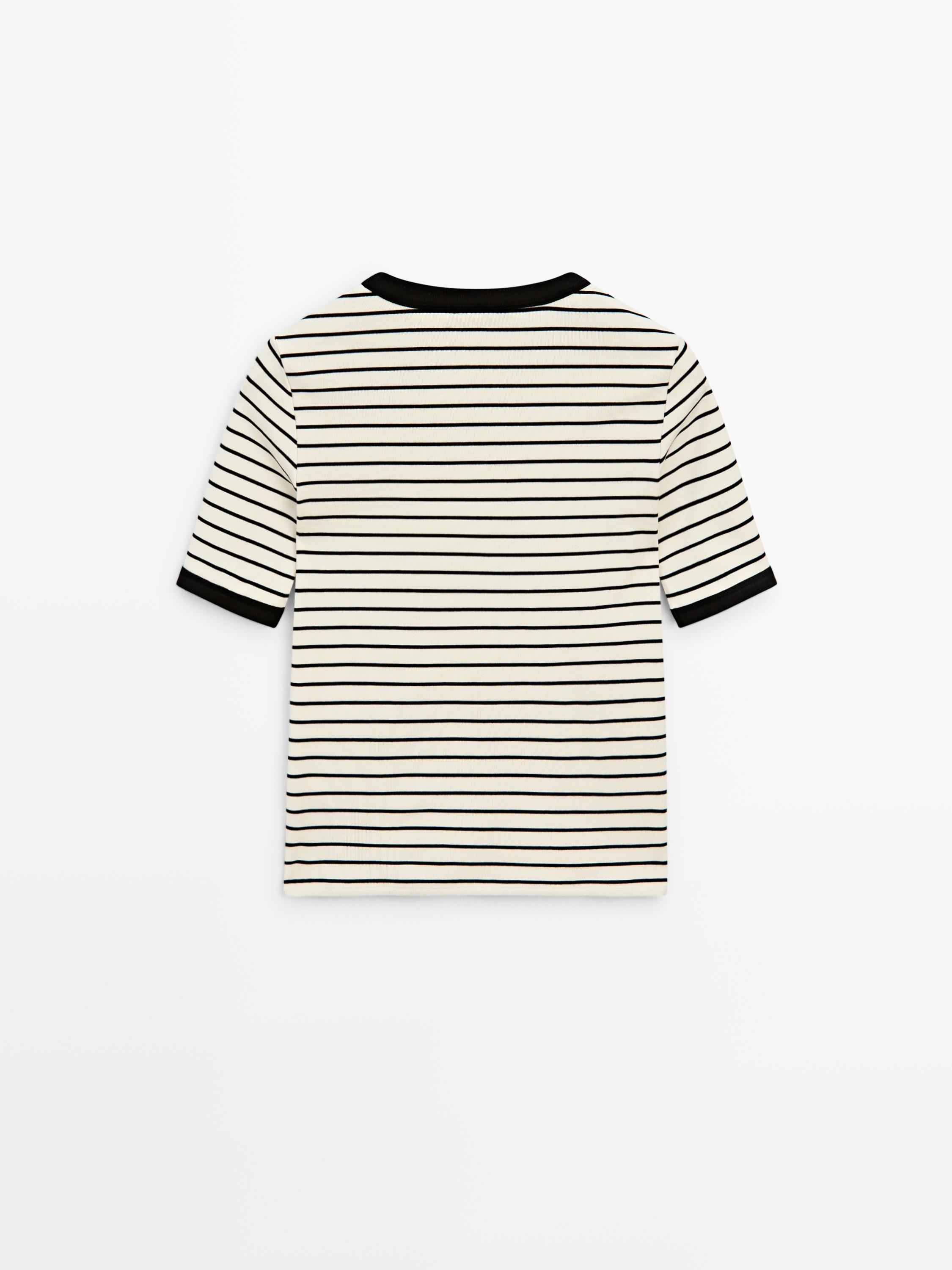 T-shirt à manches courtes rayures contrastantes